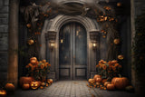 Mansion Front Door Pumpkins Halloween Backdrop RR7-113