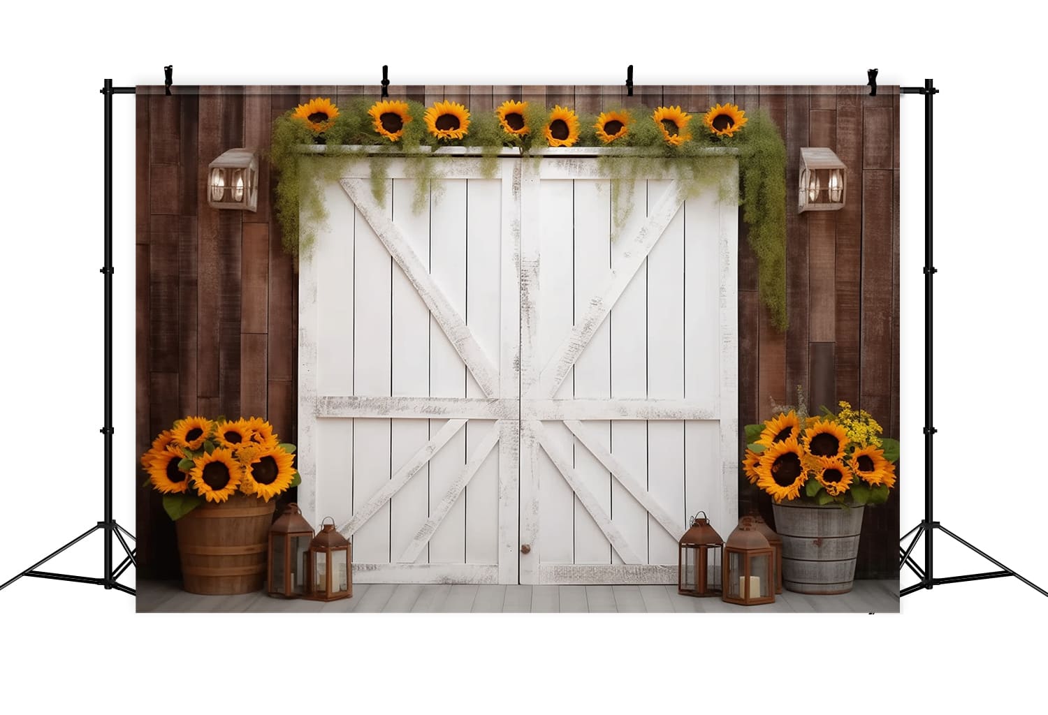 Sunflower Barn Door Fall Photography Backdrop RR7-118