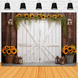 Sunflower Barn Door Fall Photography Backdrop RR7-118