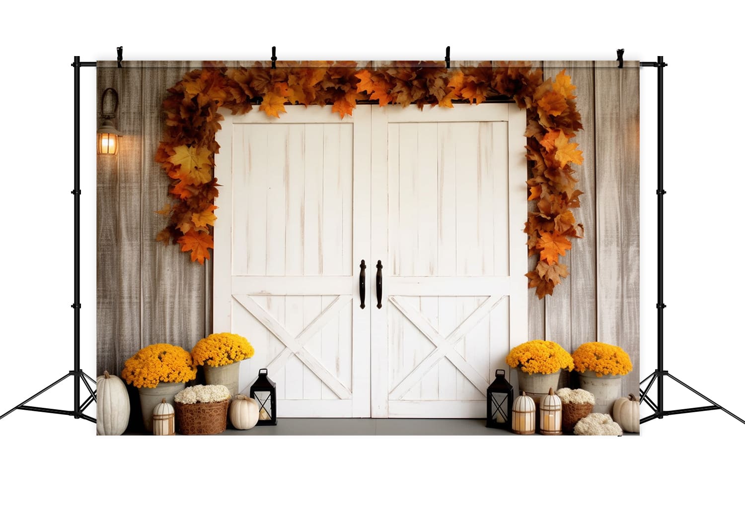 Autumn Maple Leaves White Door Backdrop RR7-119