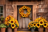 Fall Harvest Barn Sunflower Photography Backdrop RR7-123