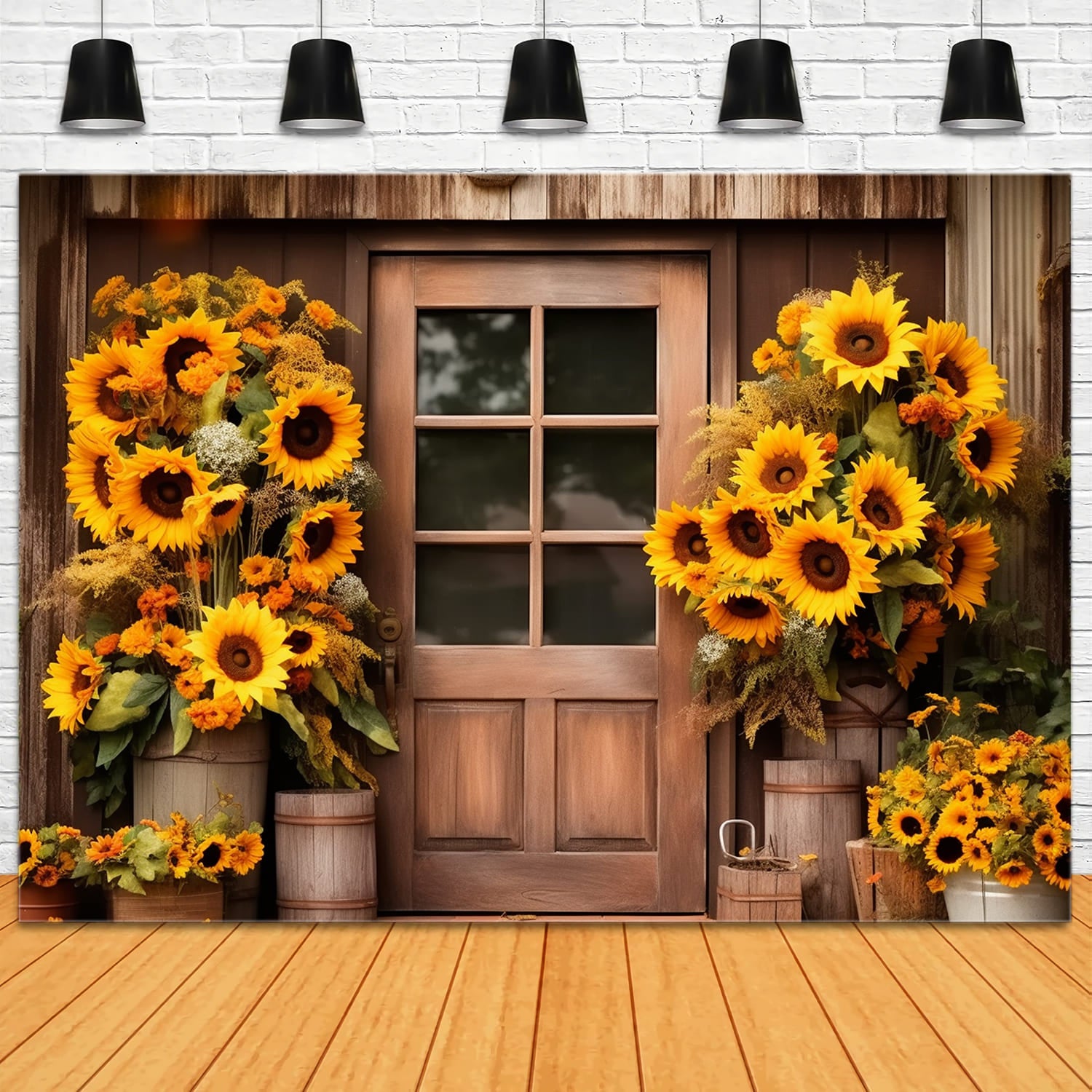 Sunflower Bouquet Fall Photography Backdrop RR7-124