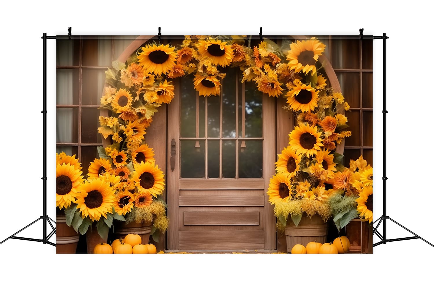 Autumn Sunflower Wreath Barn Door Backdrop RR7-125