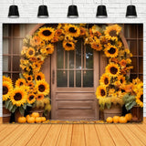 Autumn Sunflower Wreath Barn Door Backdrop RR7-125