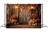 Fall Harvest Barn Pumpkins Leaves Backdrop RR7-126