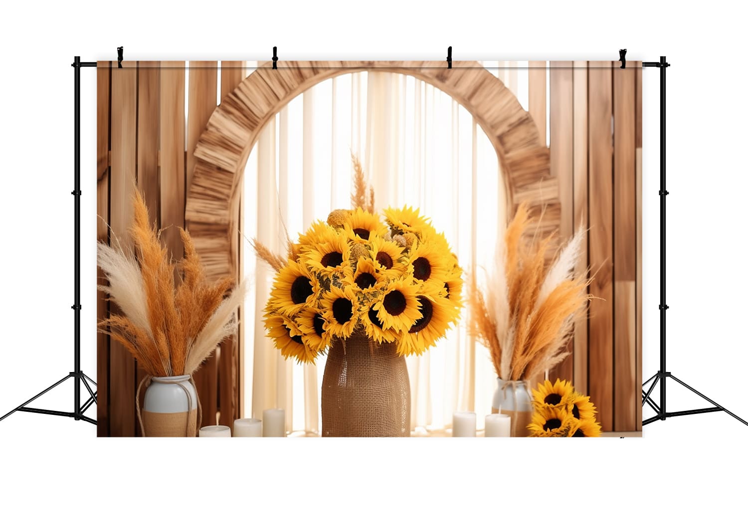 Dried Reed Sunflower Bouquet Fall Backdrop RR7-128