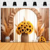 Dried Reed Sunflower Bouquet Fall Backdrop RR7-128