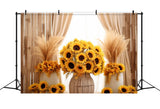 Sunflowers Dried Reed Decor Fall Backdrop RR7-129