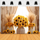 Sunflowers Dried Reed Decor Fall Backdrop RR7-129