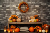 Autumn Thanksgiving Barn Pumpkins Backdrop RR7-134