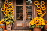 Sunflowers Wood Barn Door Autumn Backdrop RR7-136