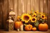 Sunflower Pumpkin Lanterns Fall Backdrop RR7-138