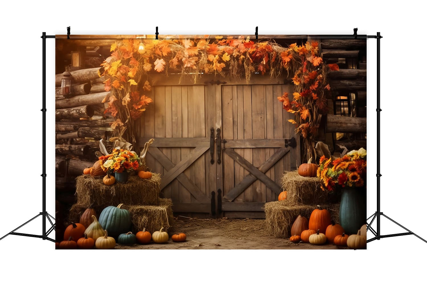 Autumn Barn Haystack Maple Leaves Backdrop RR7-141 – Dbackdrop