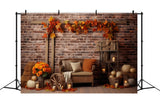 Pumpkins Maple Leaves Wall Fall Backdrop RR7-142