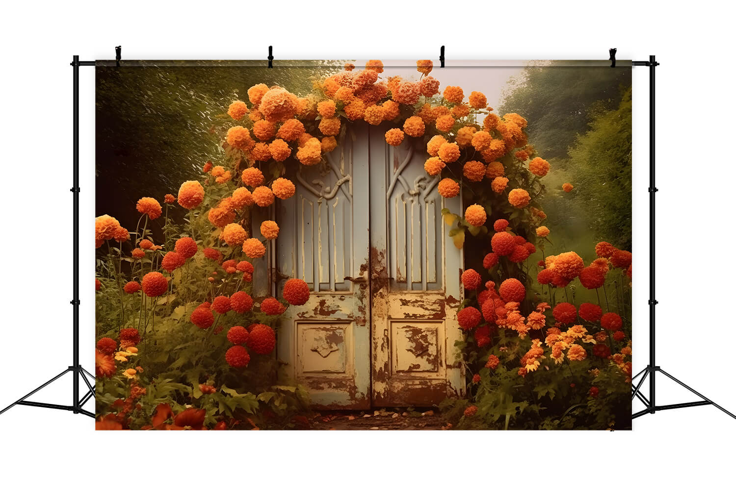 Fall Flowers Door Backdrop for Photography RR7-143