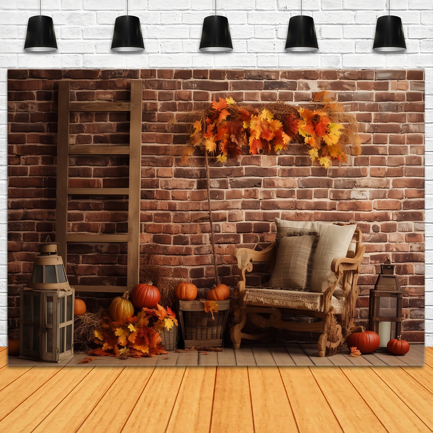 Fall Thanksgiving Harvest Barn Backdrop RR7-146