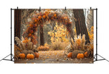 Autumn Forest Pumpkins Dried Reed Backdrop RR7-150