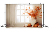 Dried Maple Leaves Vase Pumpkin Fall Backdrop RR7-152