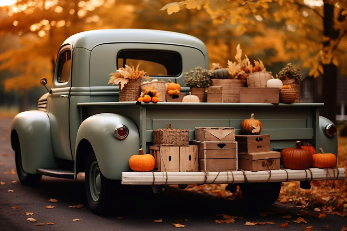 Autumn Harvest Truck Photography Backdrop RR7-161