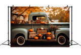 Fall Pumpkins Harvest Retro Truck Backdrop RR7-162