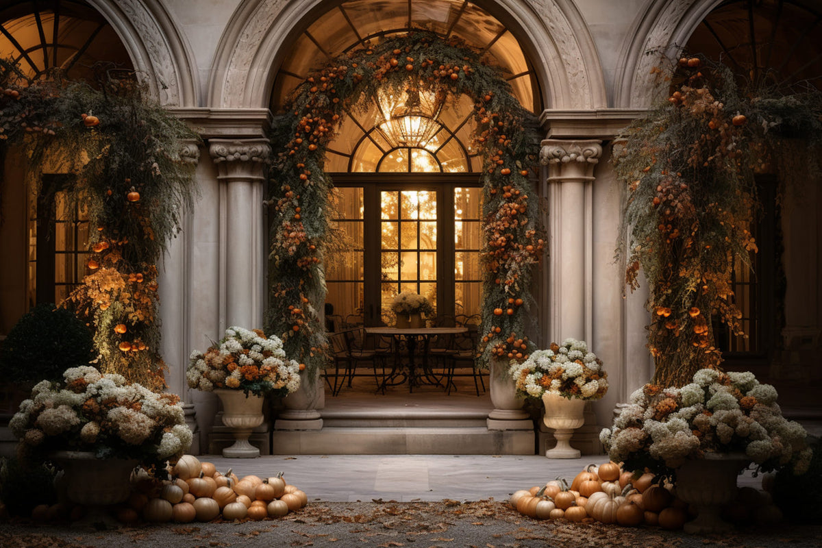 Pumpkins Wreath Front Door Autumn Backdrop RR7-166