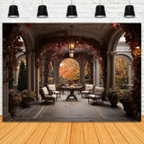 Fall Maple Leaves Decorated Courtyard Backdrop RR7-168