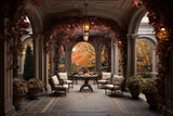 Fall Maple Leaves Decorated Courtyard Backdrop RR7-168