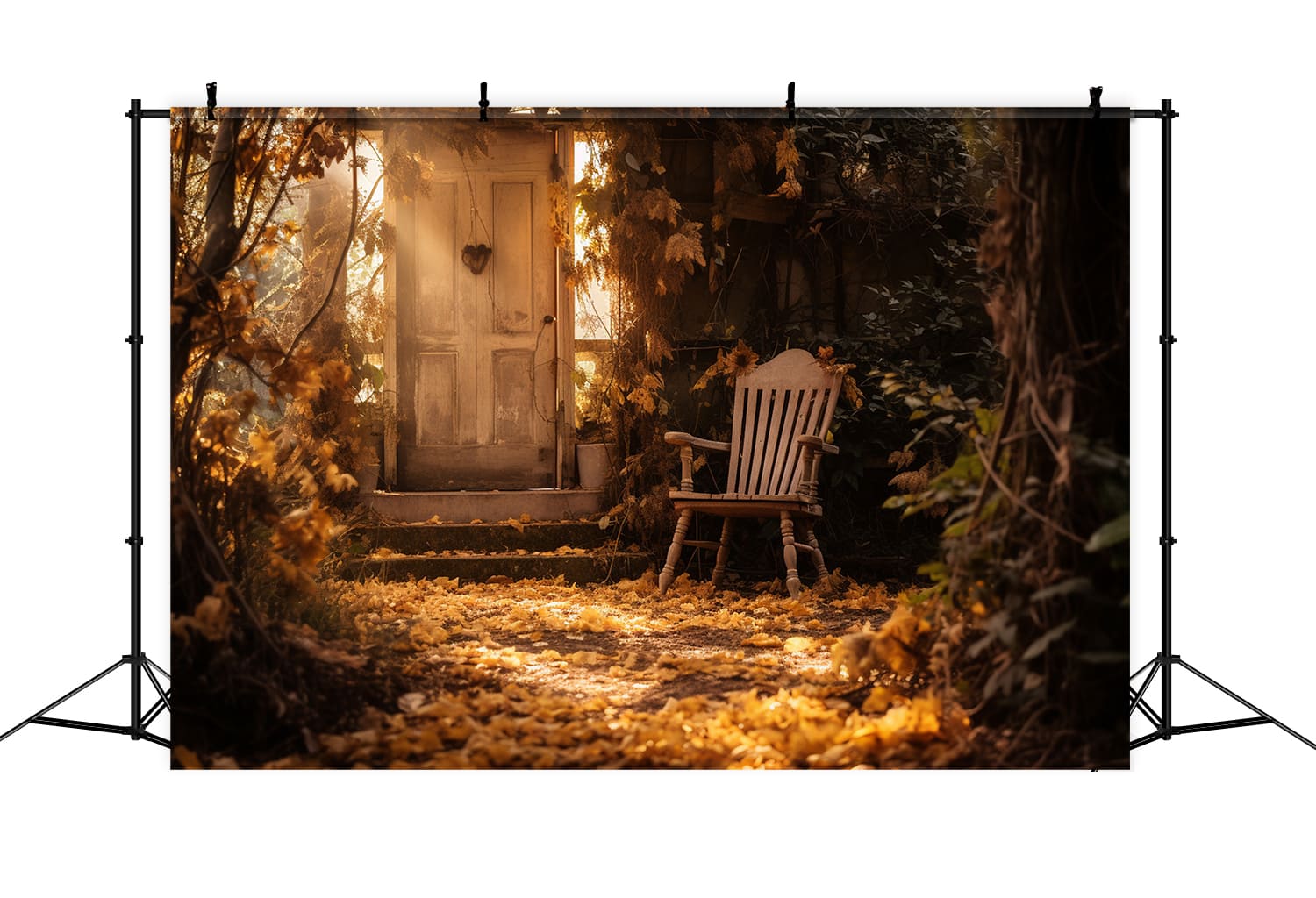 Rustic Door Fall Sunset Photography Backdrop RR7-173