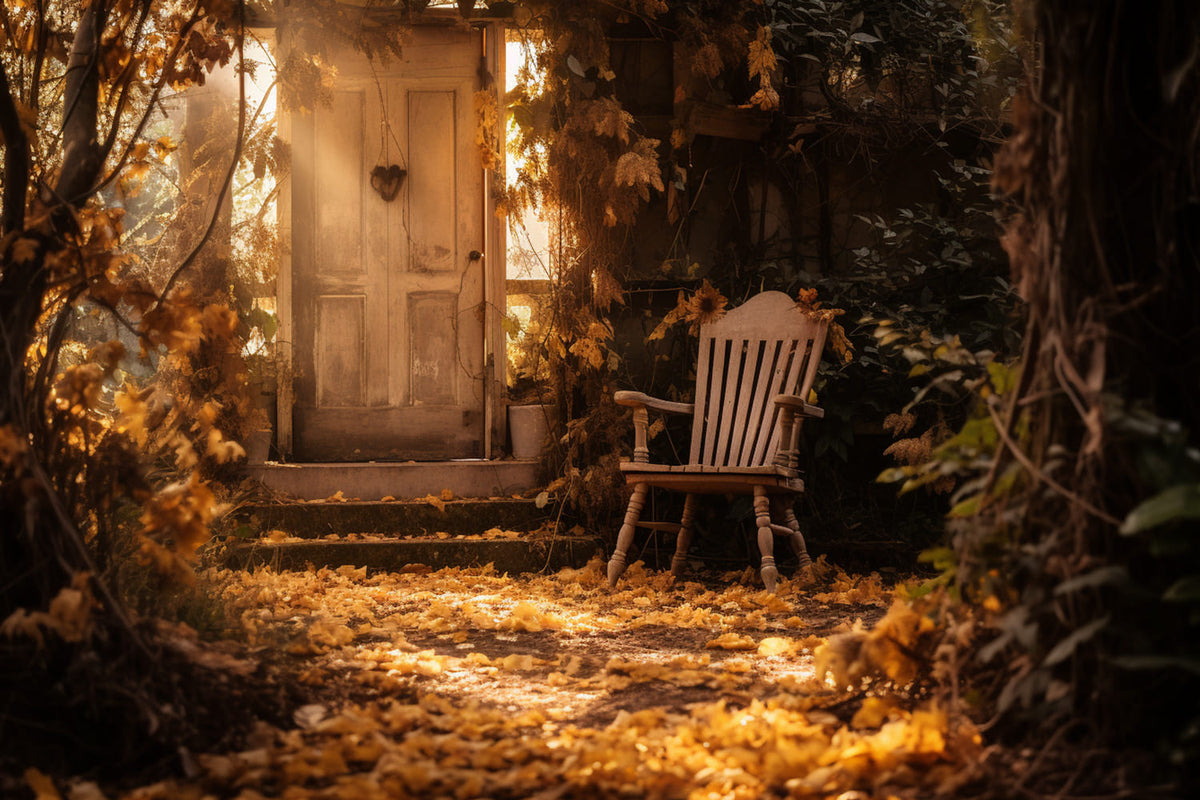 Rustic Door Fall Sunset Photography Backdrop RR7-173