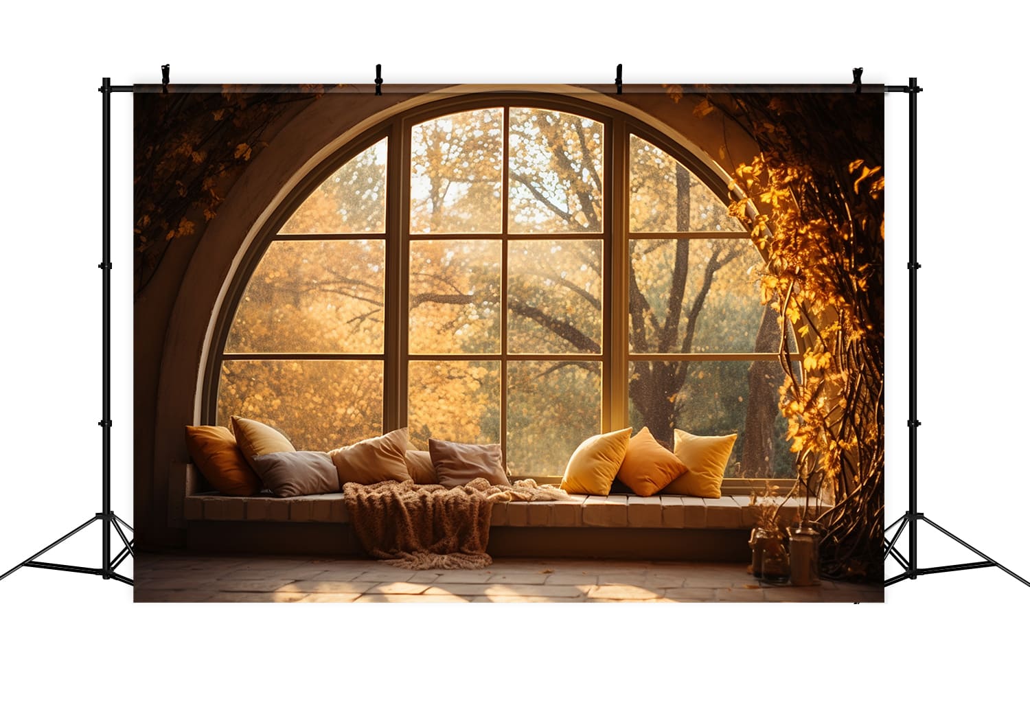 Cozy Autumn Sunshine Window View Backdrop RR7-174