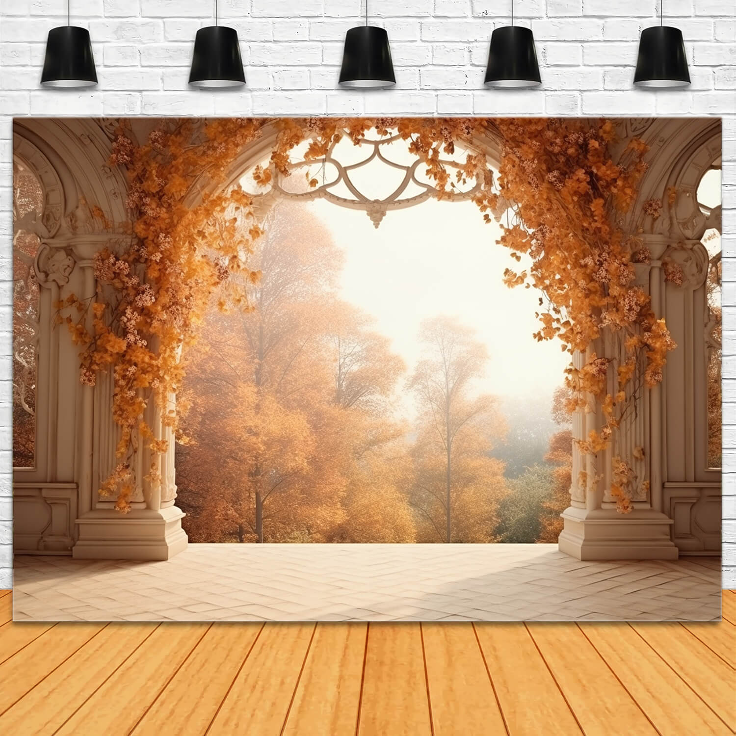 Autumn Forest Landscape Castle Arch Backdrop RR7-179