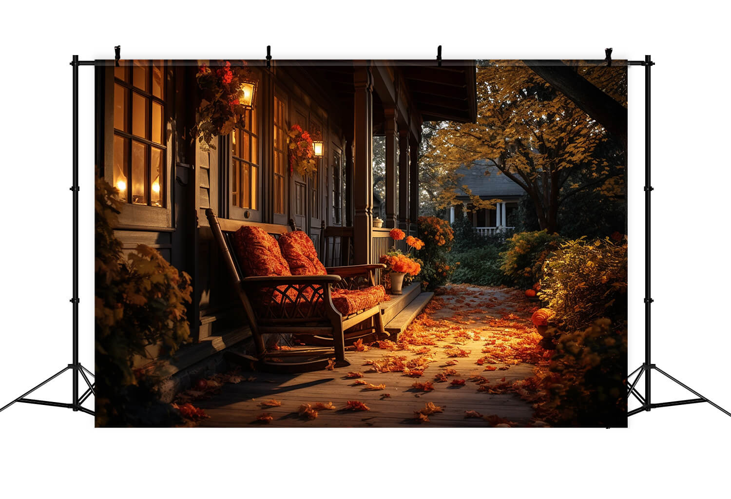 Autumn Dusk Porch Sunset Scenery Backdrop RR7-183