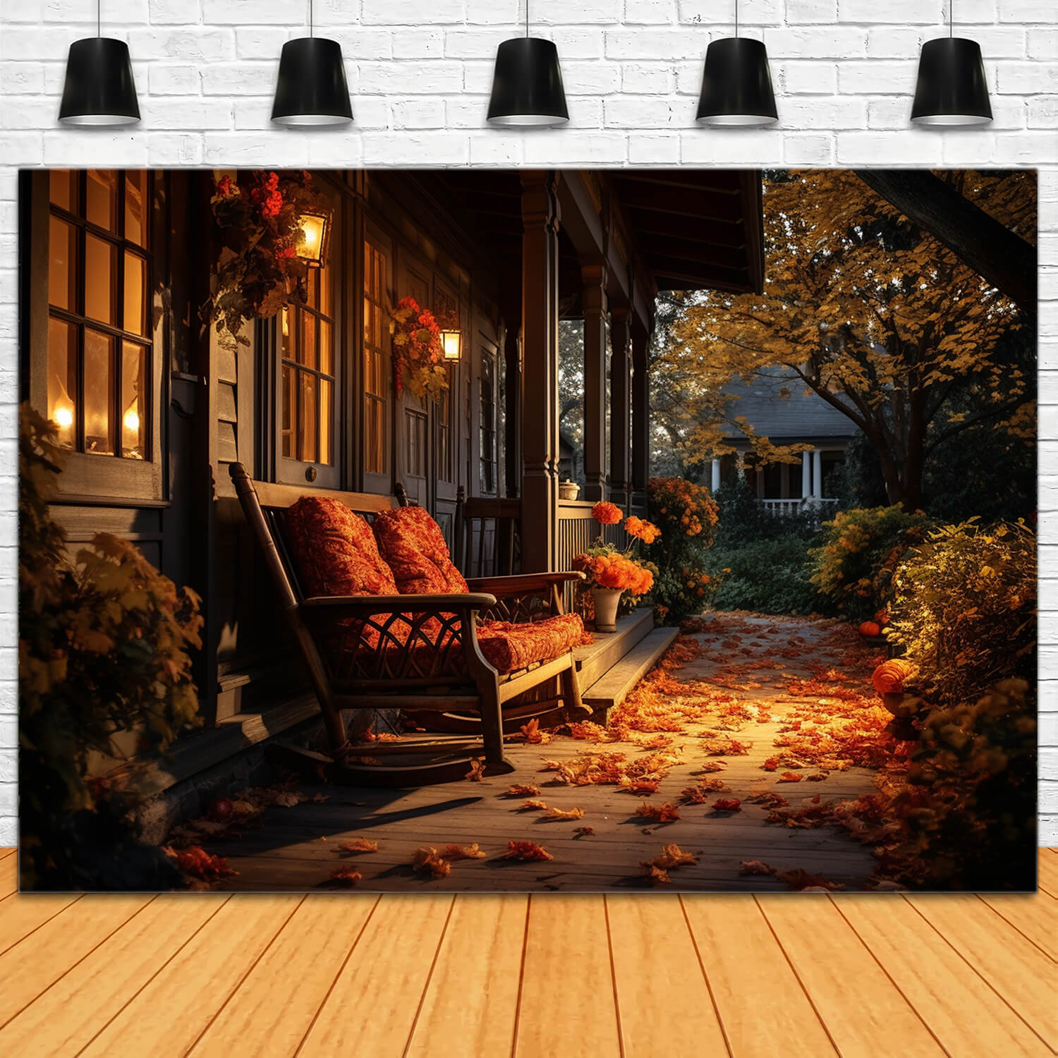 Autumn Dusk Porch Sunset Scenery Backdrop RR7-183