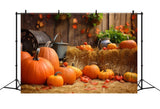 Harvest Fall Pumpkins Haystack Backdrop RR7-185