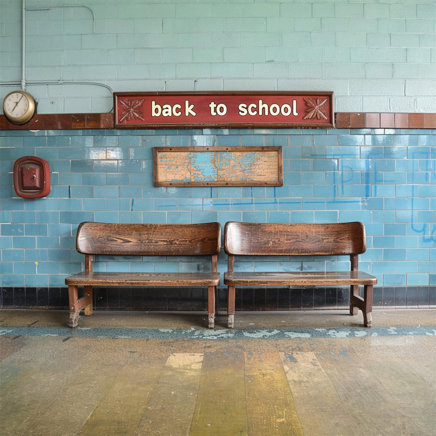 Back to School Corridor Chairs Backdrop RR7-191