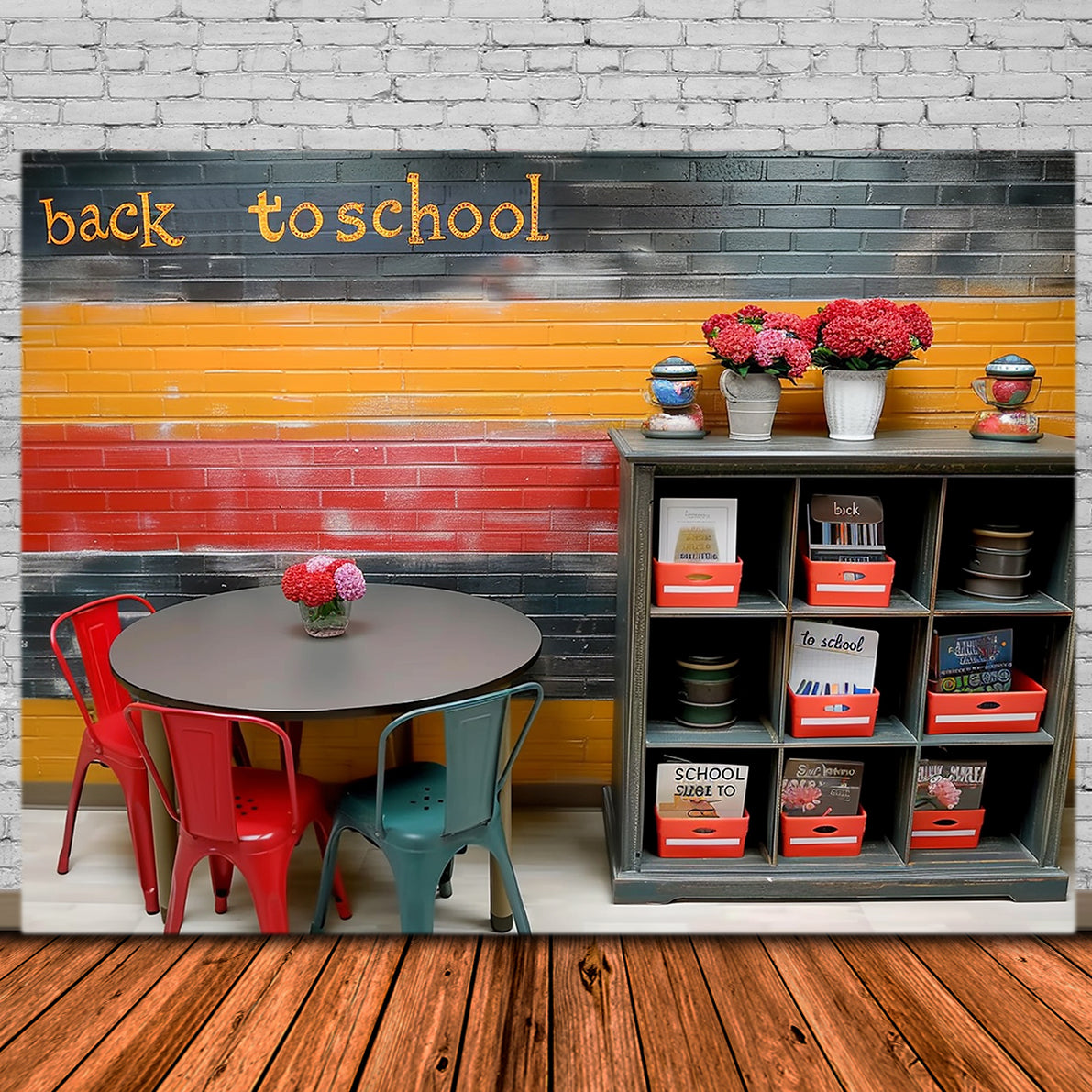 Multicolored Wall Back to School Backdrop RR7-198