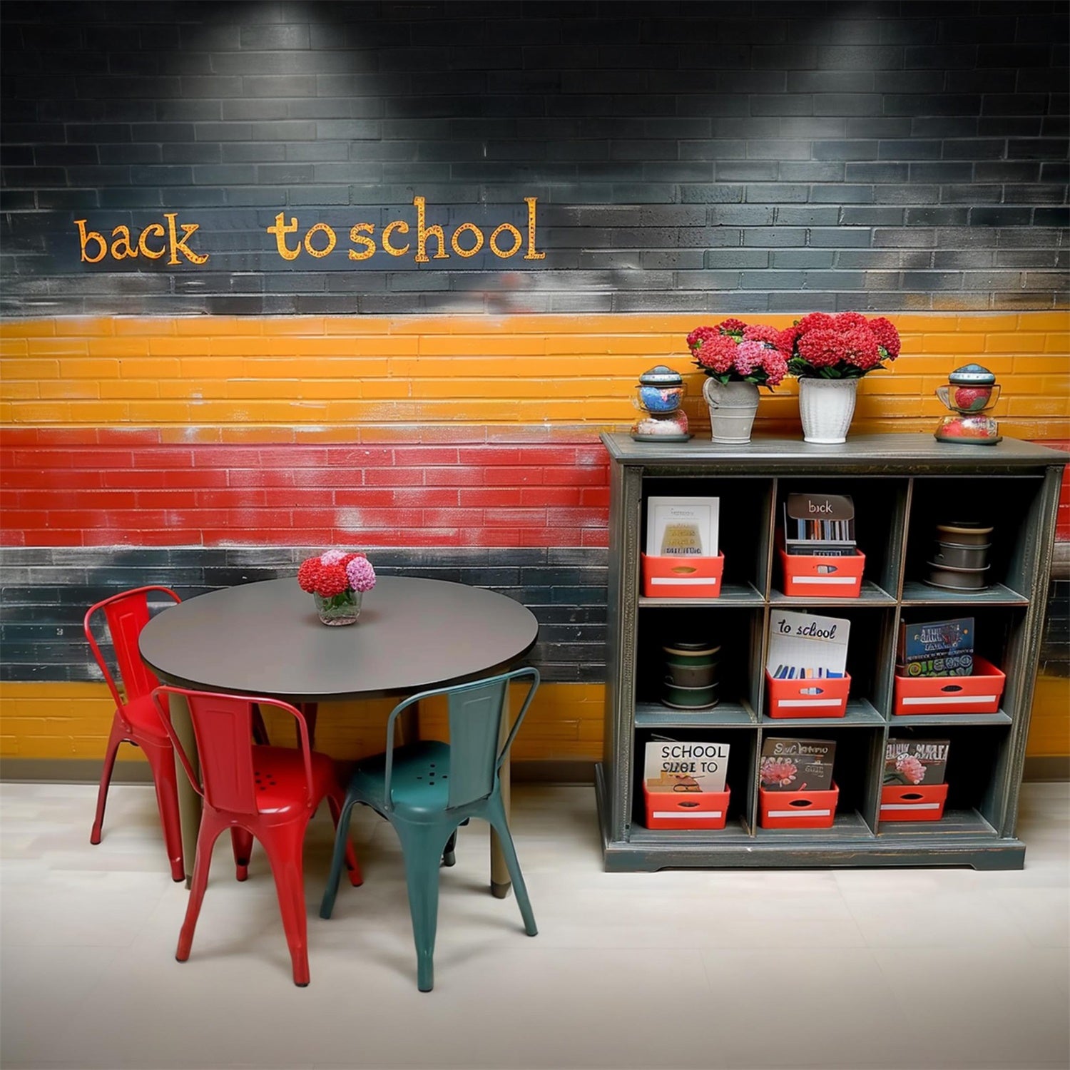 Multicolored Wall Back to School Backdrop RR7-198