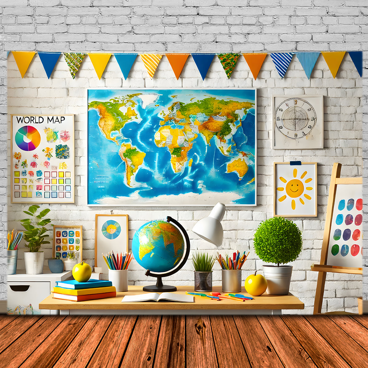 Geography Classroom Back to School Backdrop RR7-200