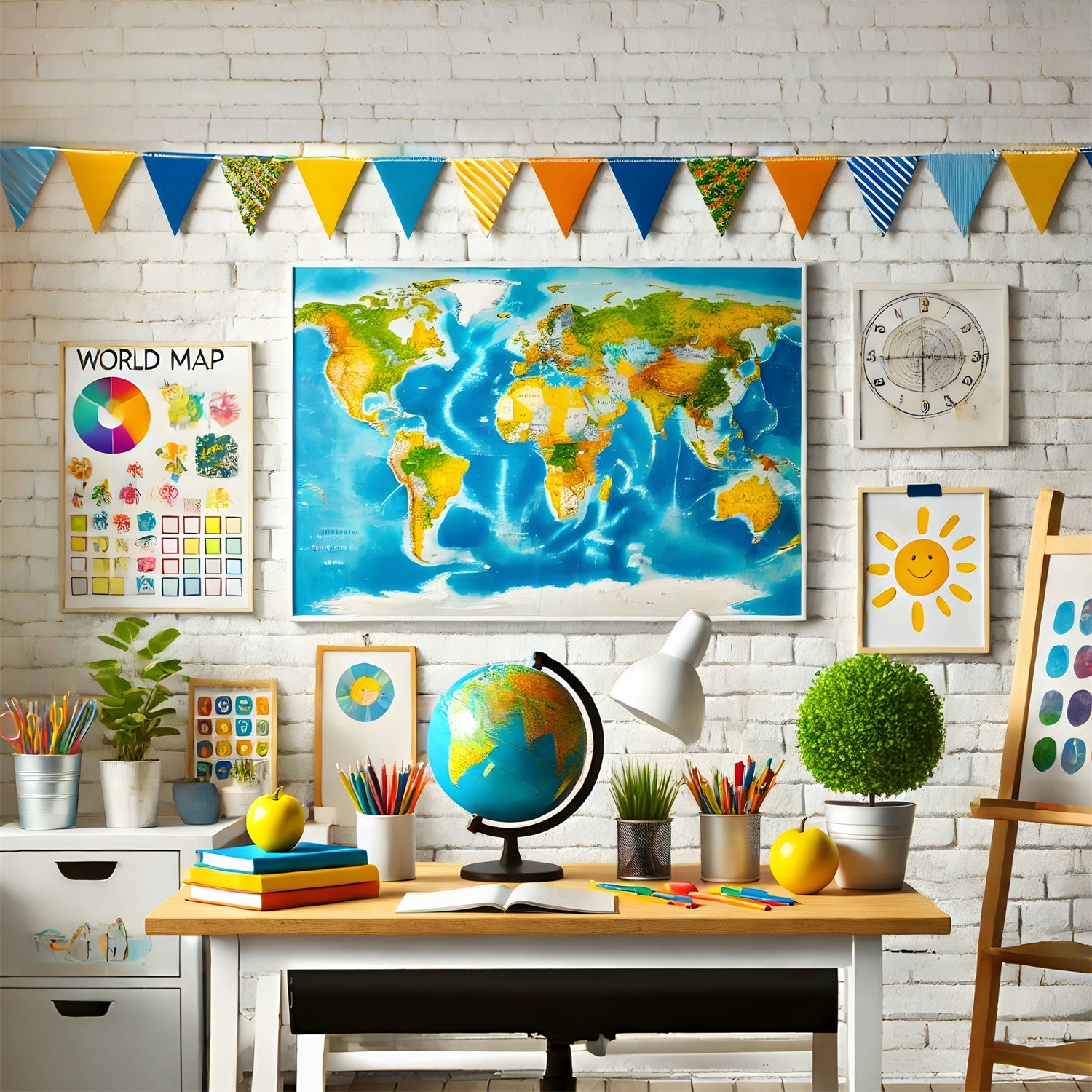 Geography Classroom Back to School Backdrop RR7-200