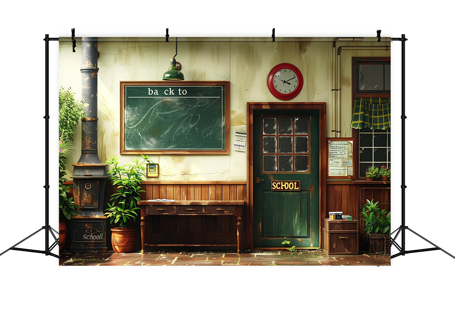 Back to School Chalkboard Retro Door Backdrop RR7-205