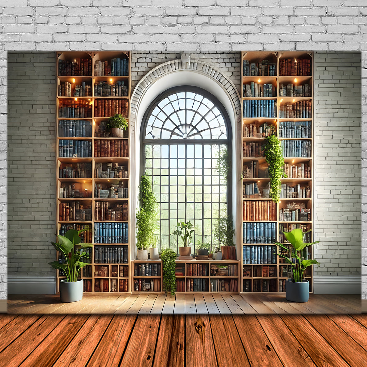 Bookshelf Arch Window Back to School Backdrop RR7-210