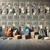 Back to School Locker Belongings Backdrop RR7-212