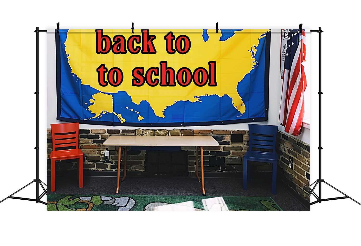 Back to School Map Photography Backdrop RR7-213