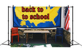 Back to School Map Photography Backdrop RR7-213