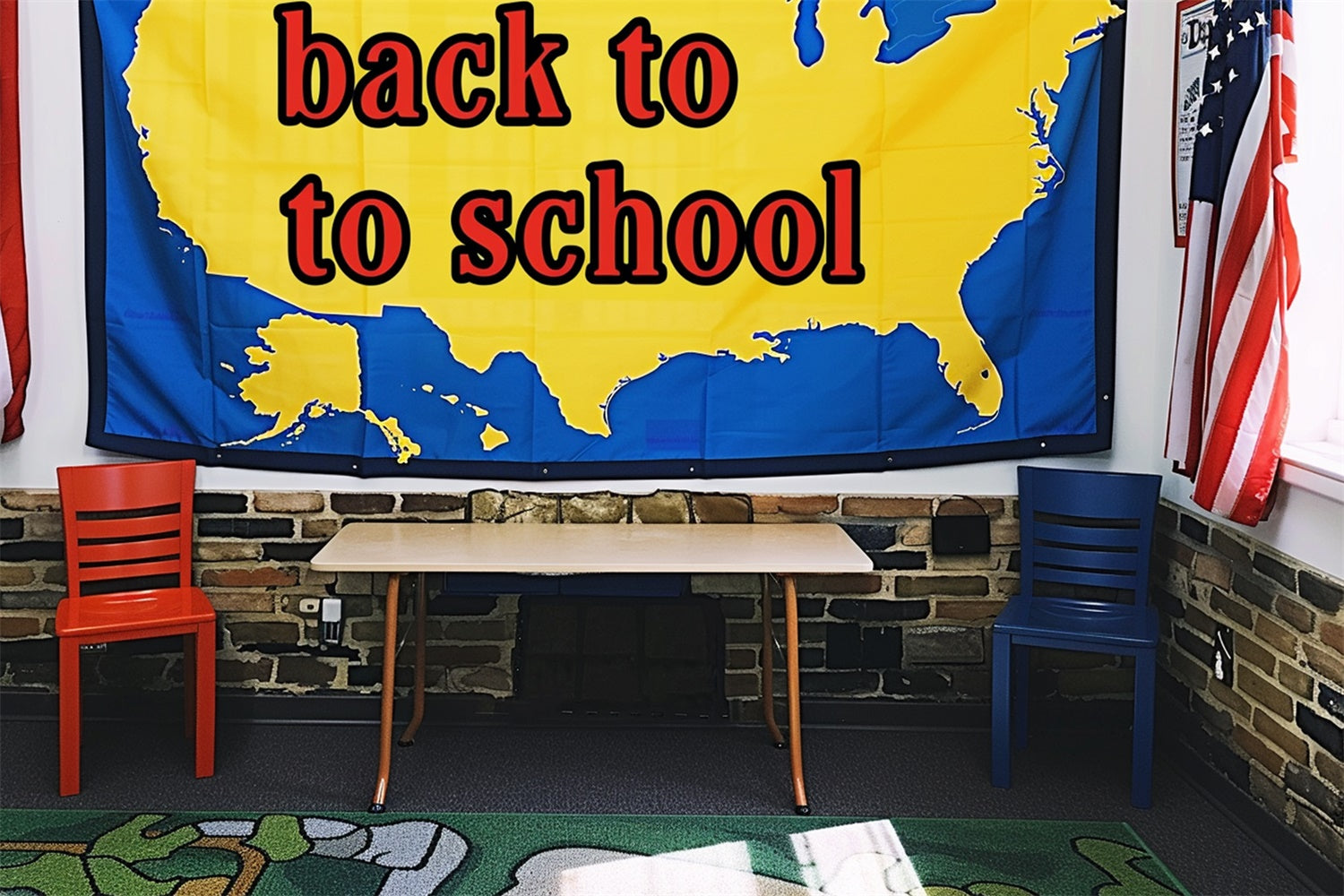 Back to School Map Photography Backdrop RR7-213