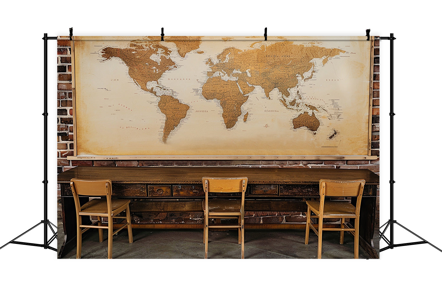 Classroom World Map Back to School Backdrop RR7-214