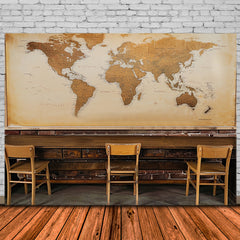 Classroom World Map Back to School Backdrop RR7-214