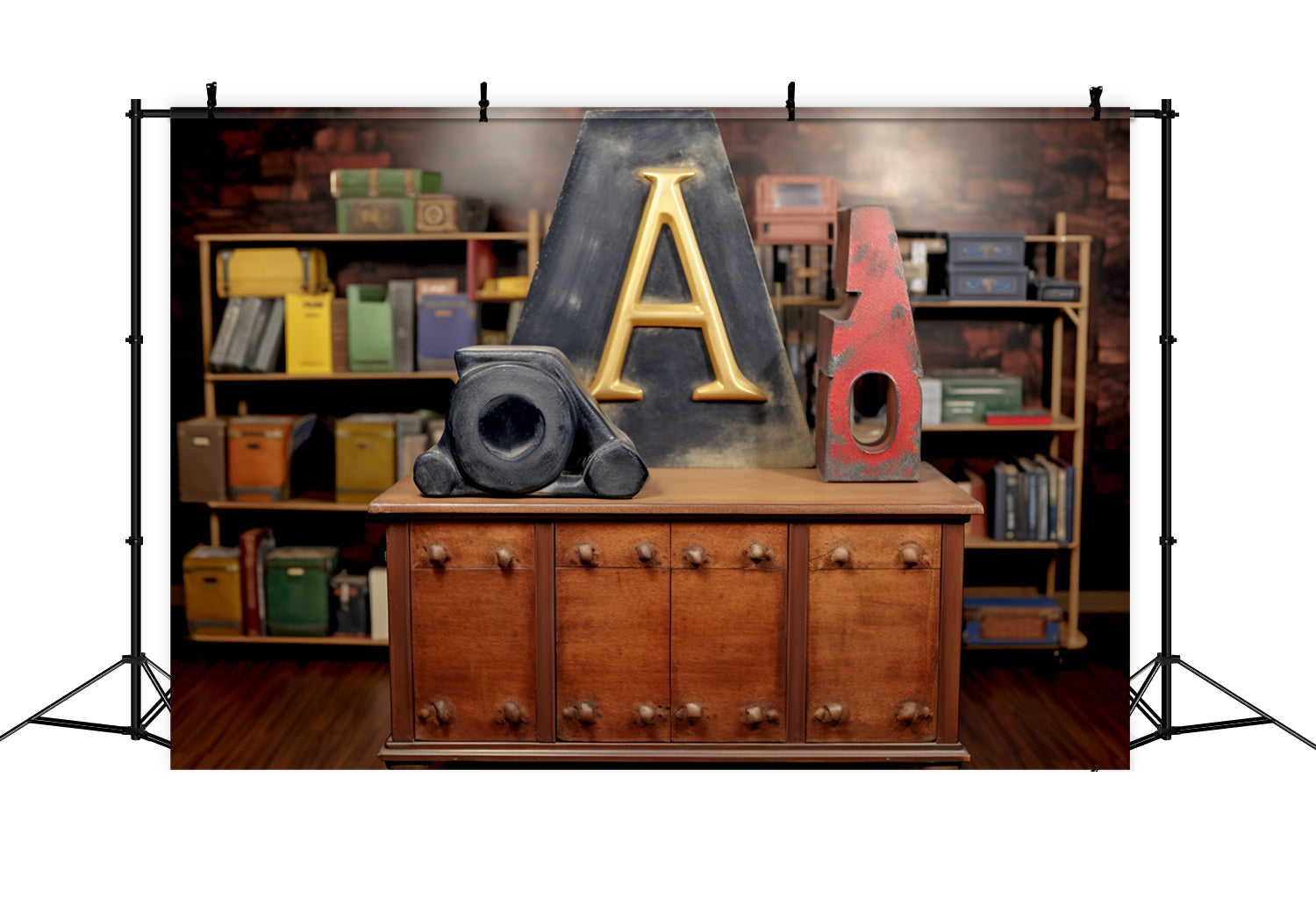 Suitcase Alphabet Block Back to School Backdrop RR7-218