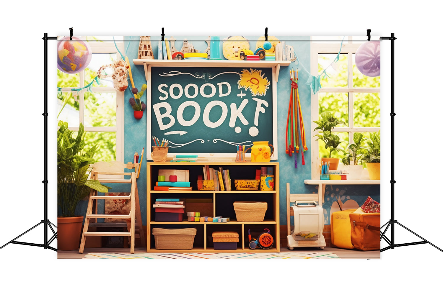 Back to School Play Room Books Backdrop RR7-220