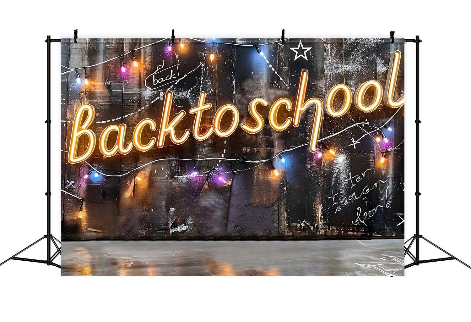 Back to School Glowing String Lights Backdrop RR7-221